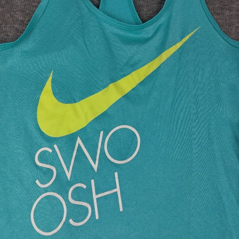 NIKE THE NIKE TEE WOMENS TEAL BLUE ATHLETIC CUT RACERBACK TANK TOP SIZE SMALL